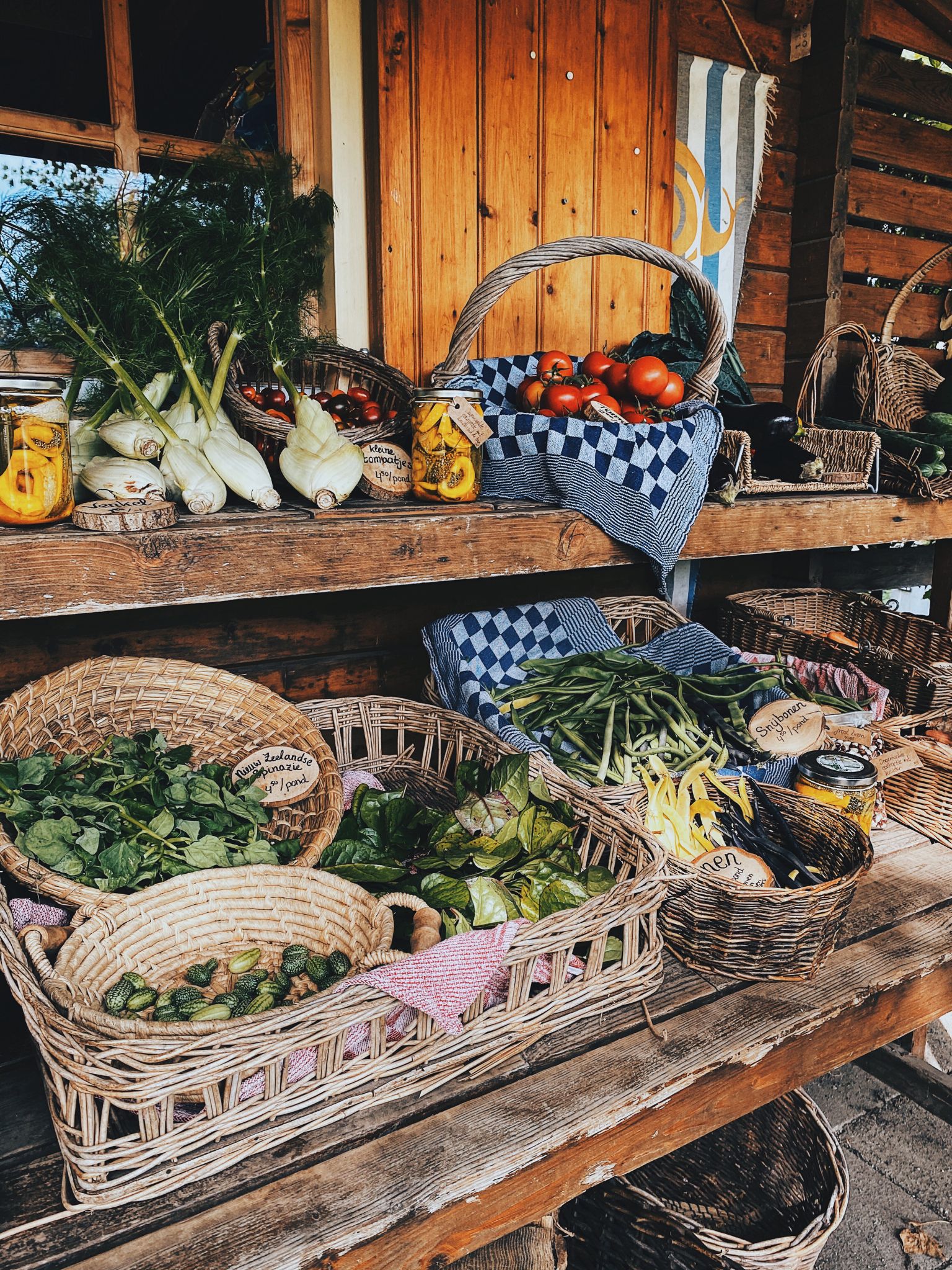 An organic fruit and veggie stall